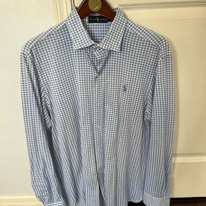 Ralph Lauren blue/white plaid dress shirt in medium.  Great condition.